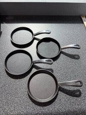 Set of 4 Mini Cast Iron Skillets – 5” Individual Serving Pans